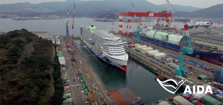 AIDAprima auf der Werft in Japan. Foto: AIDA Cruises