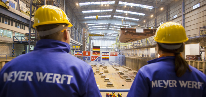 Arbeiter auf der Meyer Werft in Papenburg. Foto: Meyer Werft