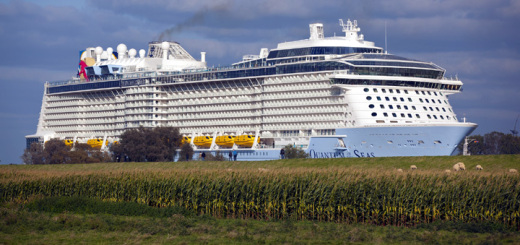 Die Quantum of the Seas bei der Ems-Überführung von Papenburg in Richtung Nordsee. Foto: Royal Caribbean International