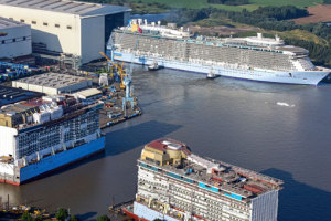 Quantum of the Seas in Papenburg ausgedockt. Foto: Meyer Werft