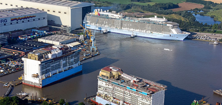 Quantum of the Seas in Papenburg ausgedockt. Foto: Meyer Werft