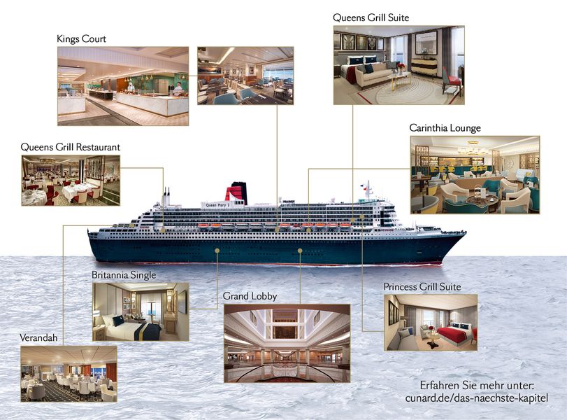 Queen Mary 2 nach der Modernisierung, 2016. Foto: Cunard Line