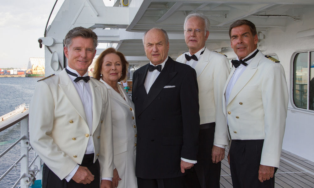 Das Traumschiff mit Nick Wilder, Heide Keller, Dietrich Mattausch, Harald Schmidt und Sascha Hehn. Foto: Dirk Bartling / ZDF